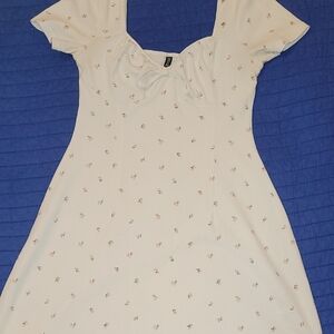 Divided Cream Floral Dress